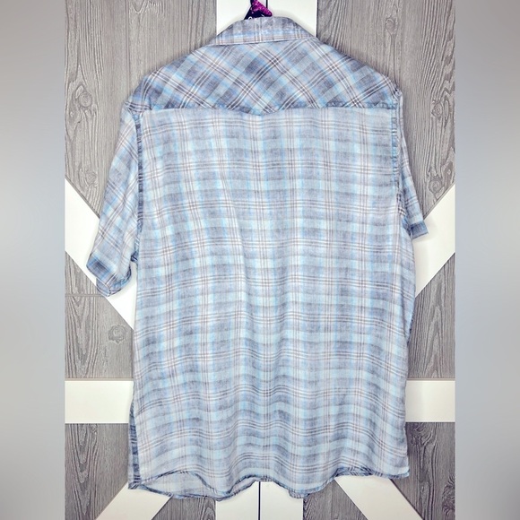 362. Flag and Anthem Frankfort Vintage Plaid Short Sleeve Western Shirt L - Picture 7 of 7